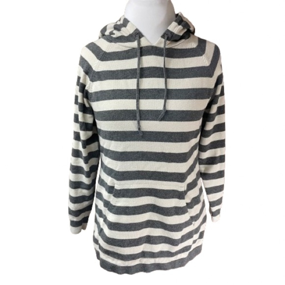 Market and Spruce Long Sleeve Gray White Striped Sweater Hoodie Size Sma…
